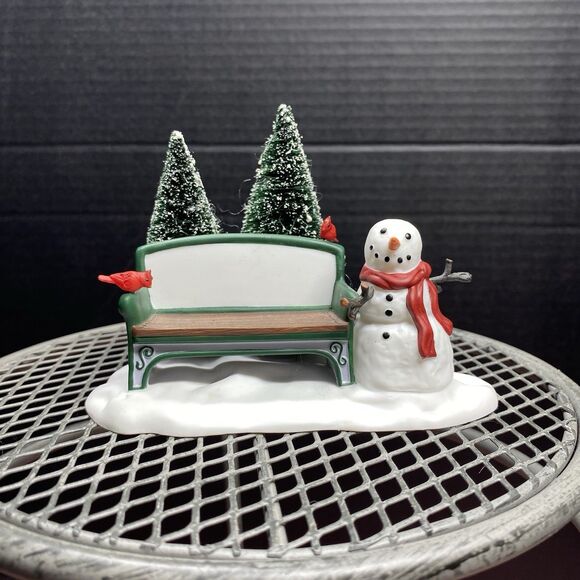 Dept 56 Retired Village Accessories Our Own Village Park Bench 2211 Snowman Vtg - Picture 1 of 12